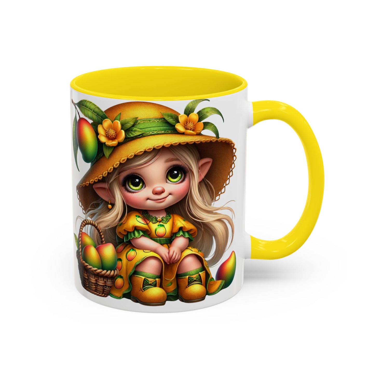 Cute Mango Fairy Accent Coffee Mug - Whimsical 11oz & 15oz