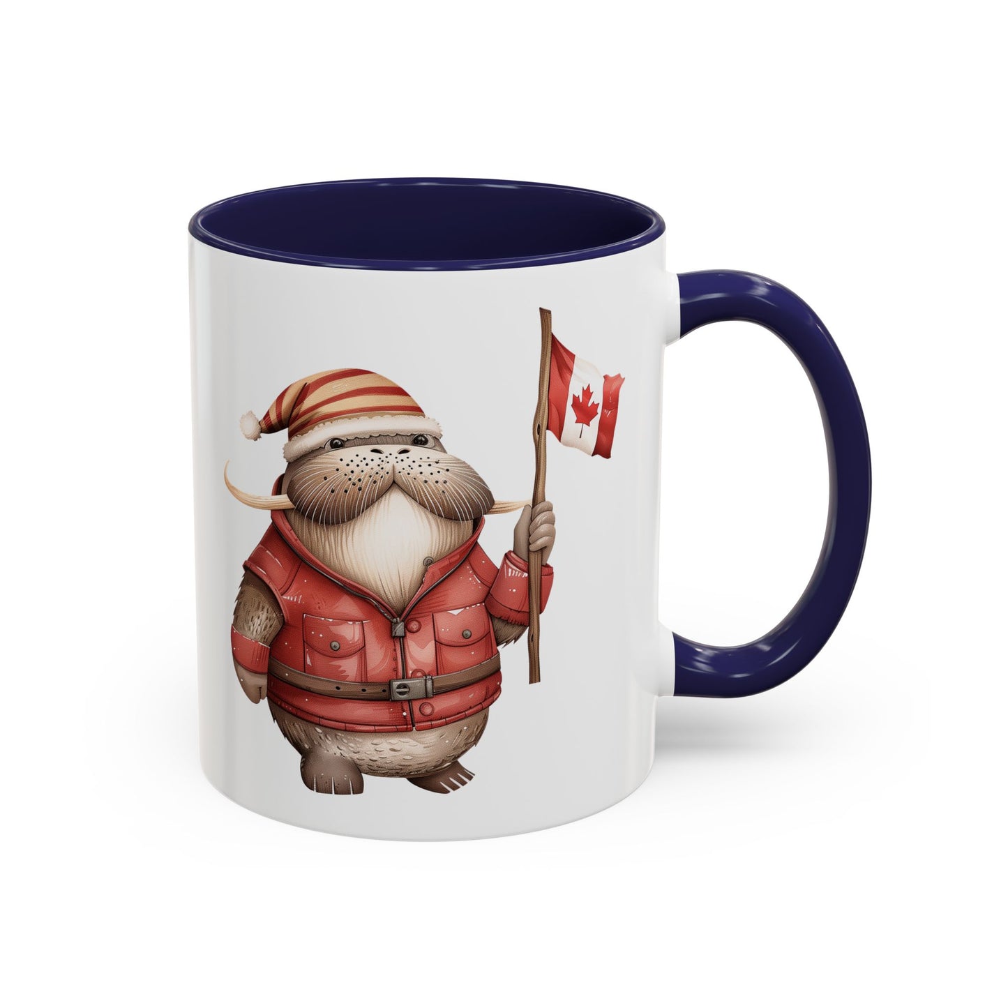 Canadian Holiday Accent Coffee Mug - Adorable Walrus with Flag, Gift for Canada Day, Cute Decor, Coffee Lover, Kitchen Accessory
