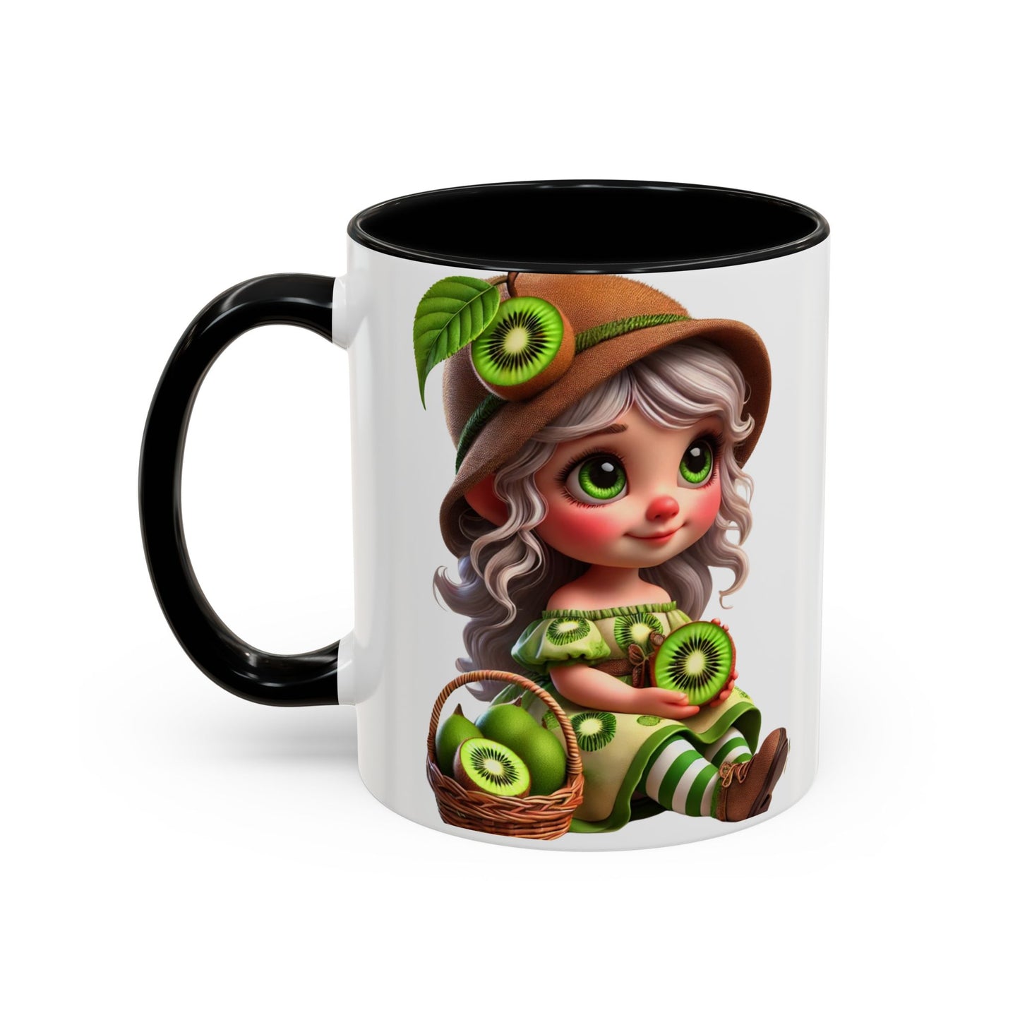 Whimsical Kiwi Accent Coffee Mug - Adorable Greenery Design for Nature Lovers