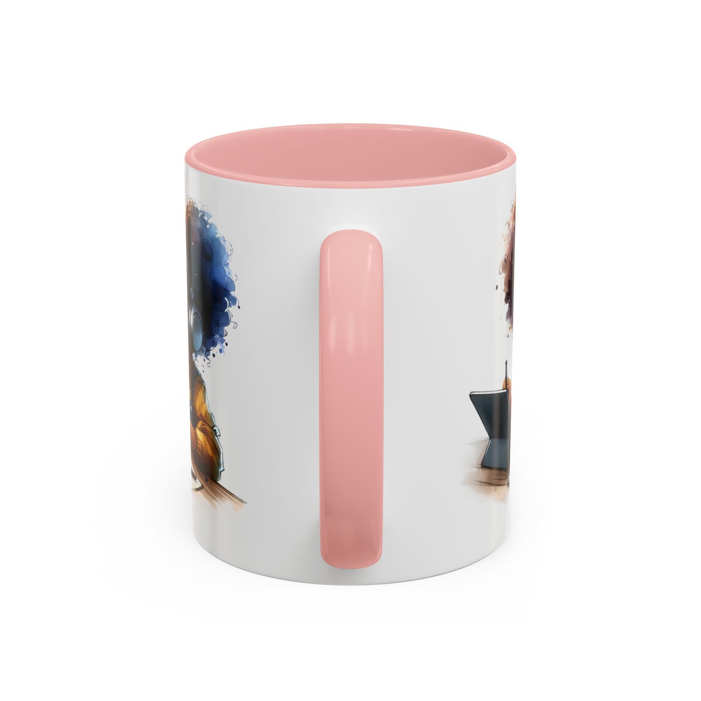 Vibrant Kid's Study Mug, Art Inspired Coffee Cup, Black Handle Tea Mug, Creative Gift for Students, Birthday Present