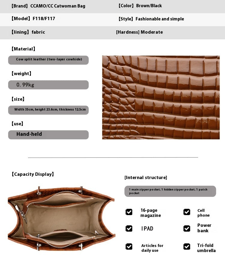 Cowhide Bag Women's Large Capacity Handbag Store Hive UNIjuntos