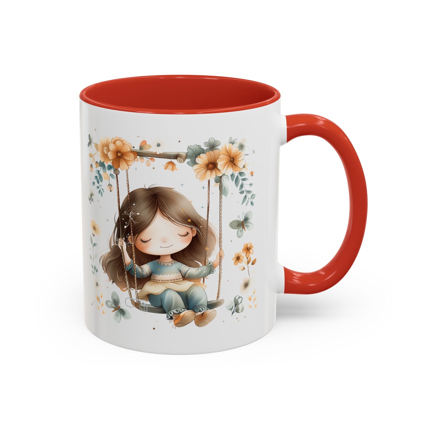 Whimsical Floral Swing Accent Coffee Mug, Cute Gift for Tea Lovers, Cozy Home Decor, Ideal for Birthdays, Mother’s Day, Girlfriend Gift