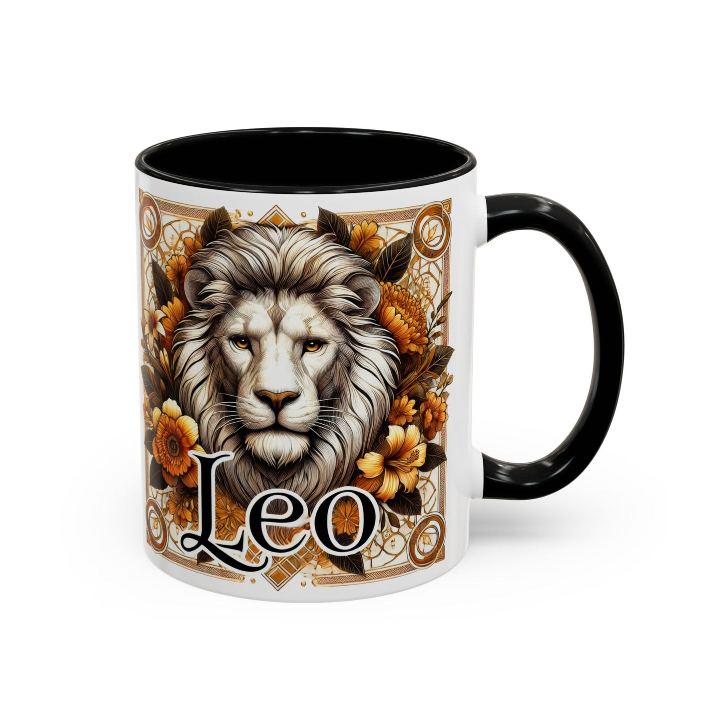 Leo Zodiac Accent Coffee Mug – Bold Floral Design for Astrology Lovers