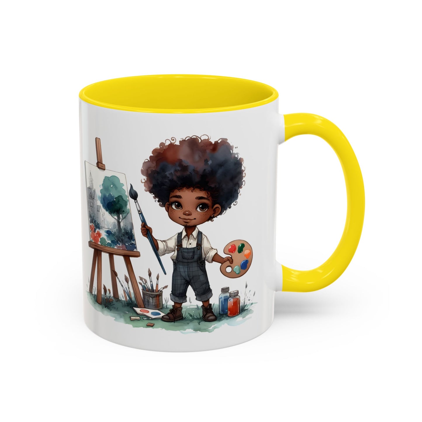 Creative Kid's Coffee Mug | Art Lover Gift | Black & White Accent Mug | Unique Art Design | Children's Art Decor | Fun Ceramic Cup