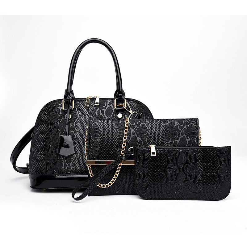 Three-piece Handbag Set Embossed Shoulder