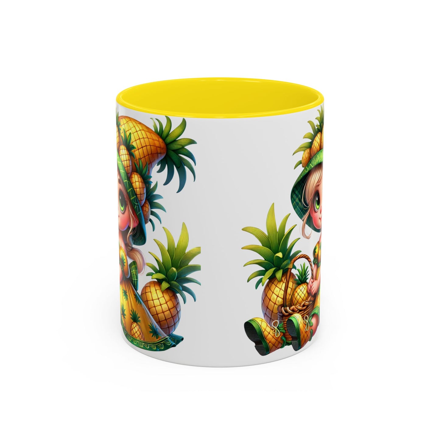 Pineapple Paradise Accent Coffee Mug - Cute Tropical Design, 11oz & 15oz