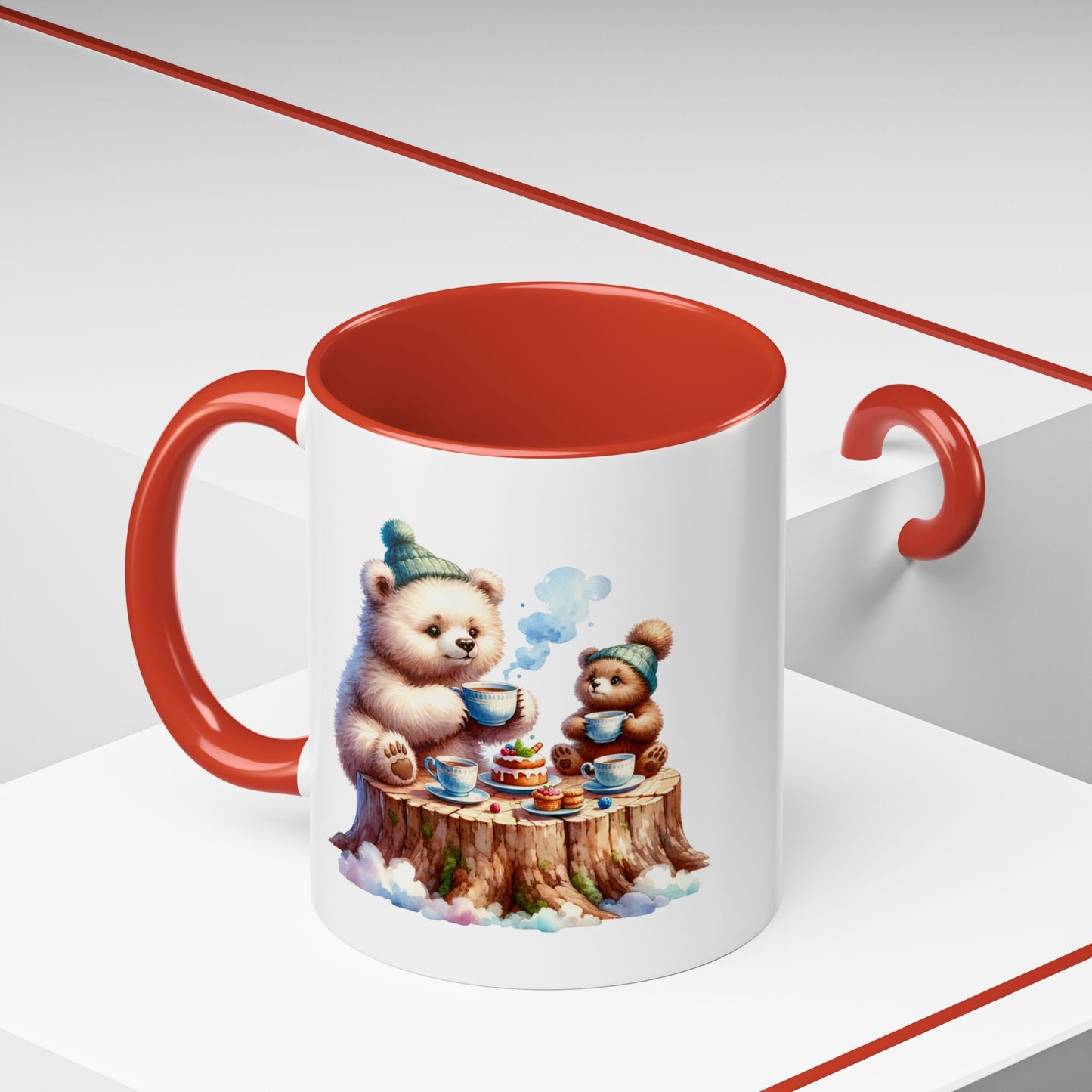 Whimsical Bear Tea Party Mug | Cute Animal Lover Coffee Cup, Gift for Kids, Nursery Decor, Birthday, Holiday Essentials