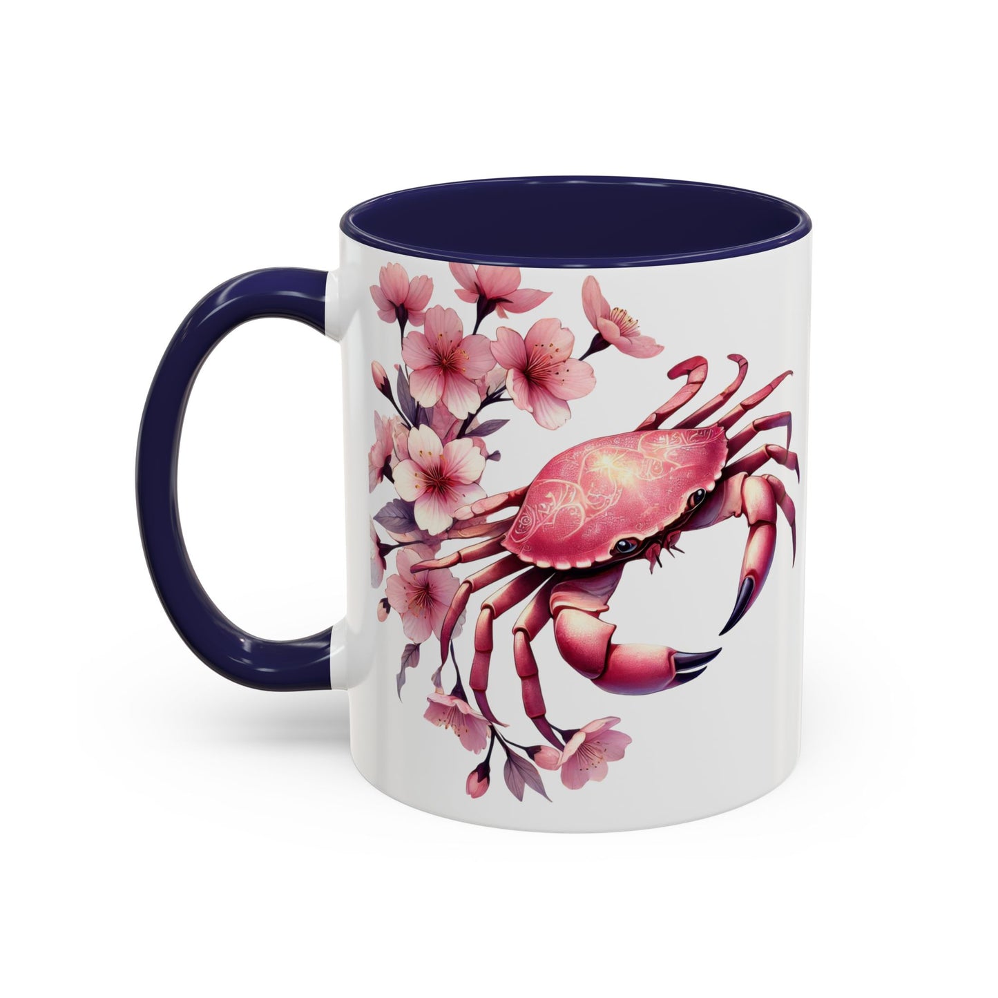 Artistic Crab & Cherry Blossom Mug - 11 & 15oz Accent Coffee Cup