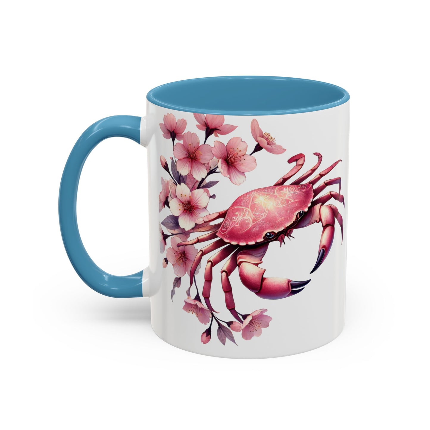 Artistic Crab & Cherry Blossom Mug - 11 & 15oz Accent Coffee Cup