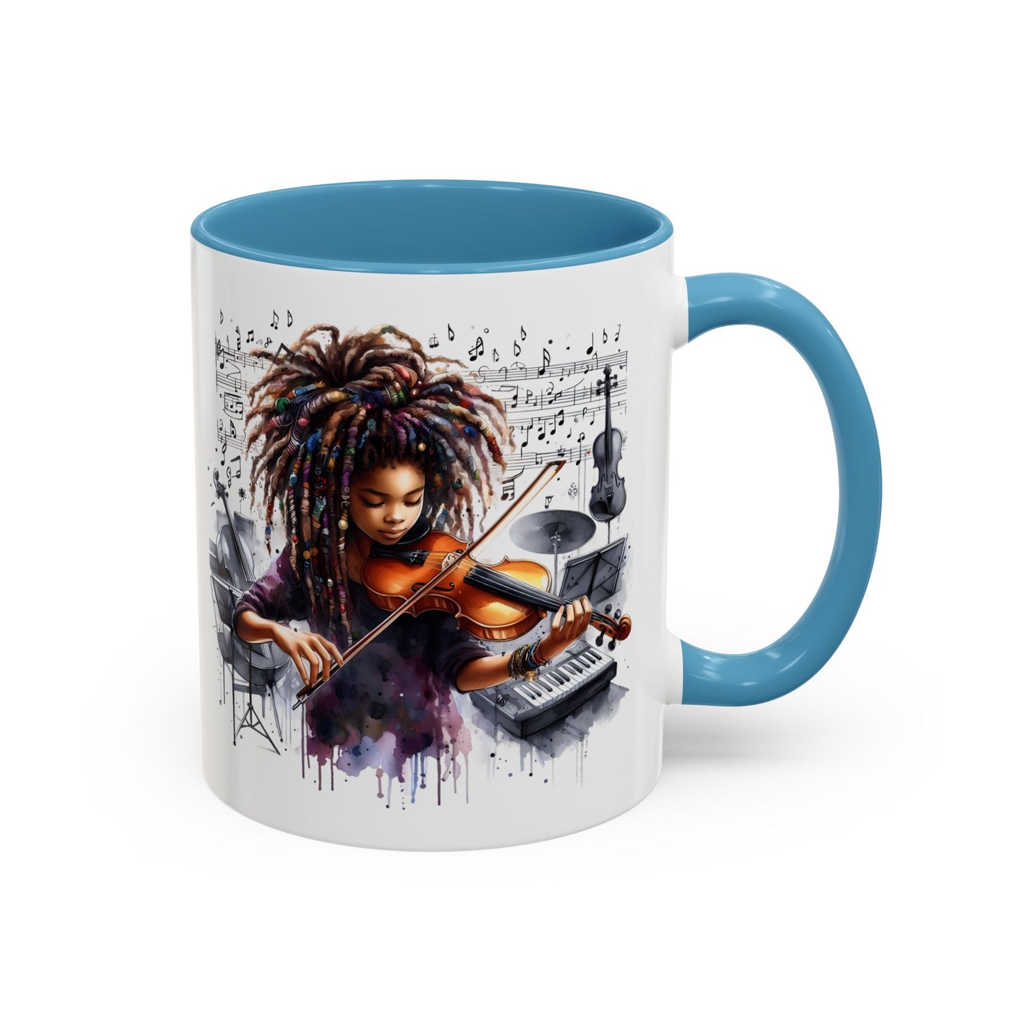 Musical Accent Coffee Mug, Music Lover Gift, Black and White Mug, Jazz Theme Mug, Artist Appreciation