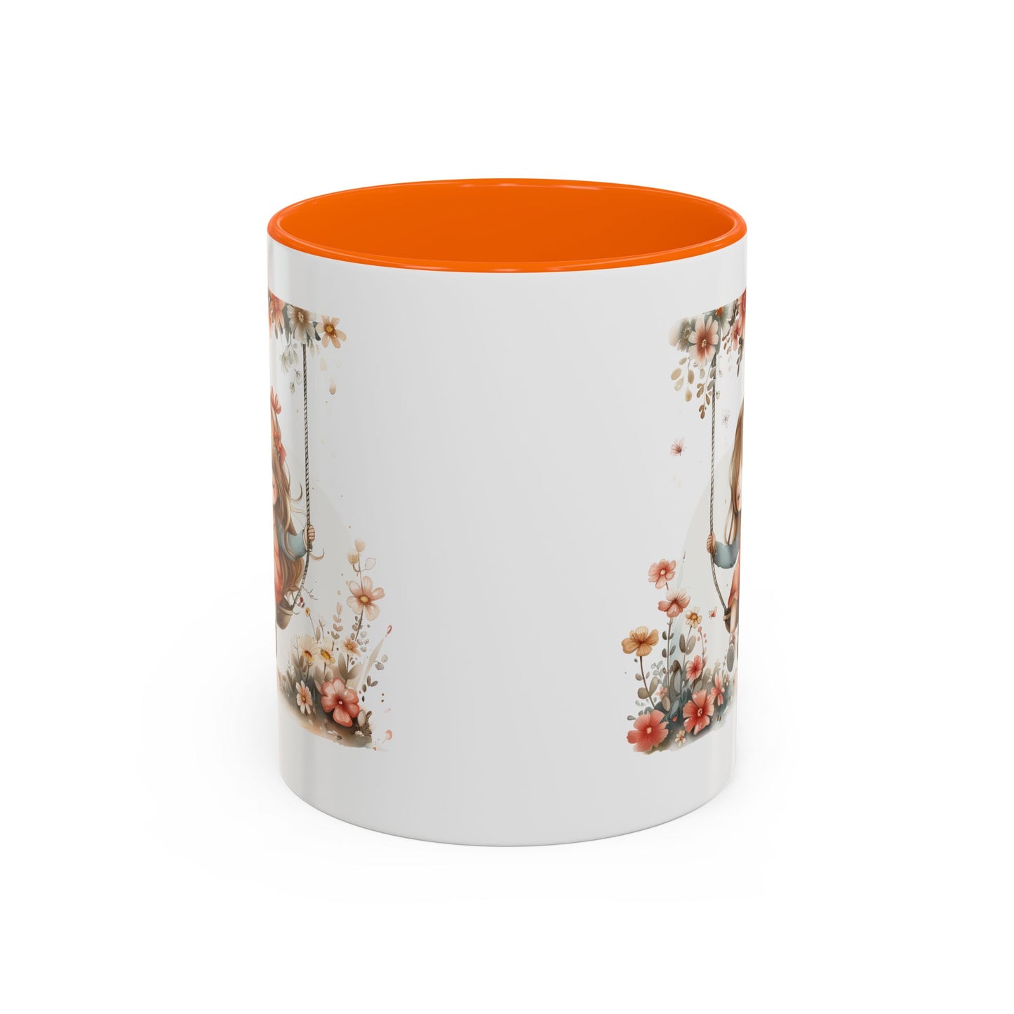 Cute Floral Swing Coffee Mug, Adorable Gift for Her, Tea Lover Mug, Cozy Home Decor, Birthday Gift, Floral Art Drinkware