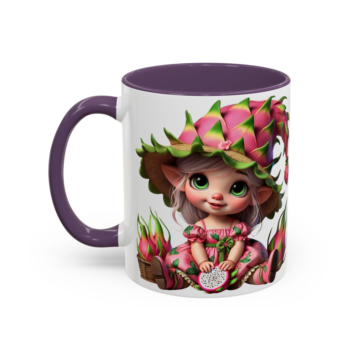 Whimsical Dragon Fruit Character Coffee Mug - Perfect for Plant Lovers & Fantasy Fans