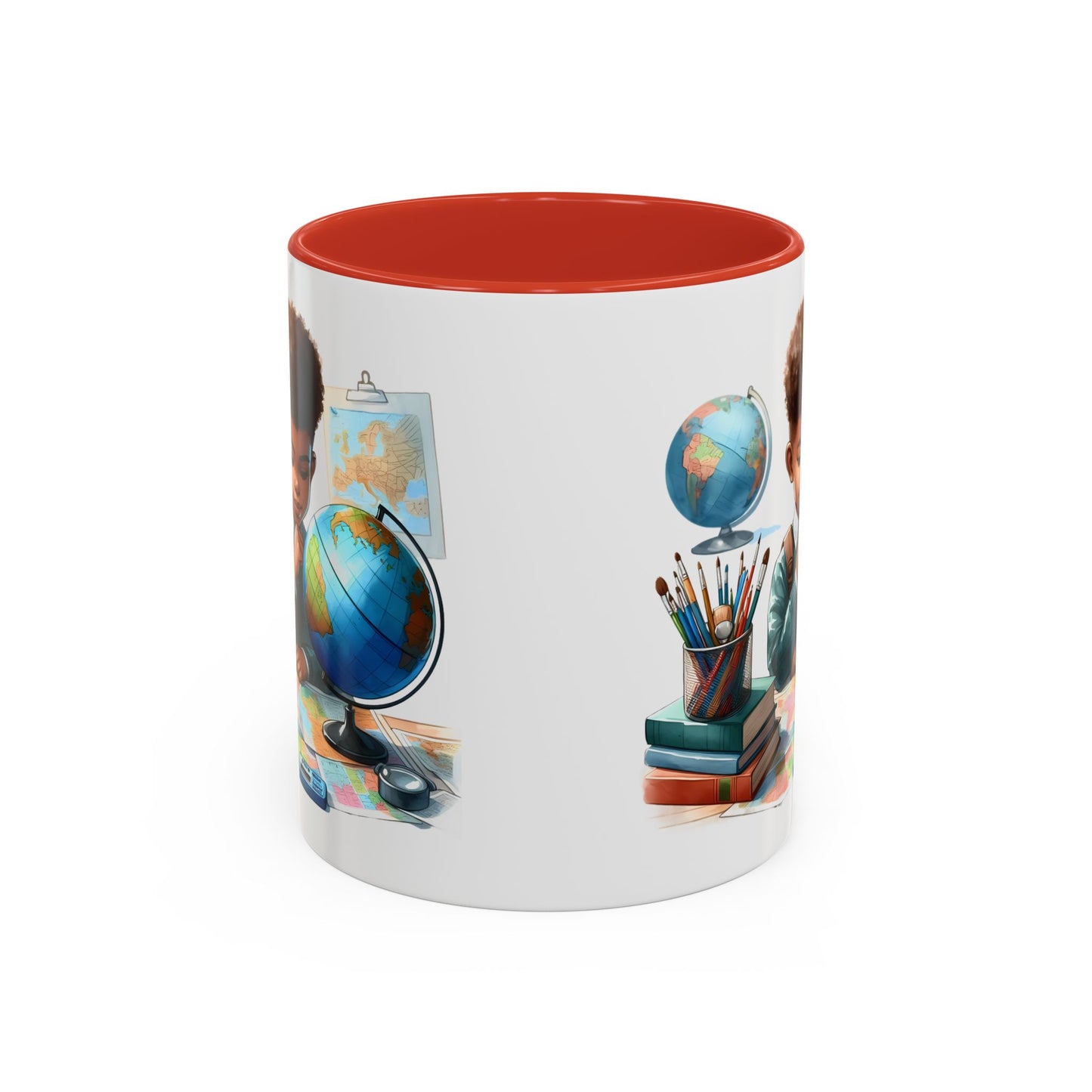 World Explorer Accent Coffee Mug - Perfect for Students, Travel Lovers, Teachers, Back to School, Gift for Kids