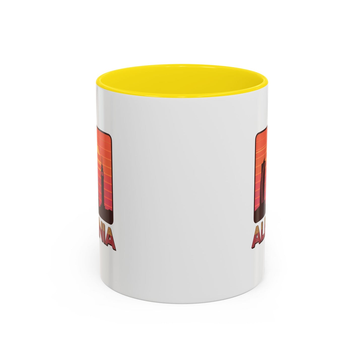 Albania Sunrise Accent Coffee Mug | Retro Travel Mug | Gift for Coffee Lovers | Unique Home Decor | Custom Souvenir for Albania Enthusiasts