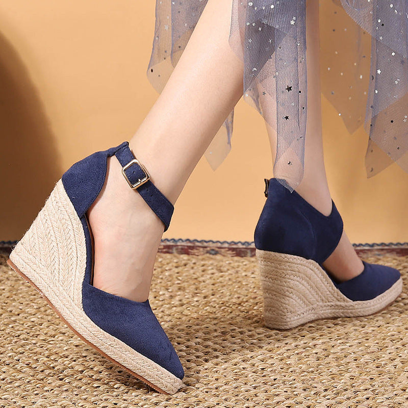 Pointed Toe Wedge Pumps Platform High Heel Hollow Women's Shoes Store Hive UNIjuntos