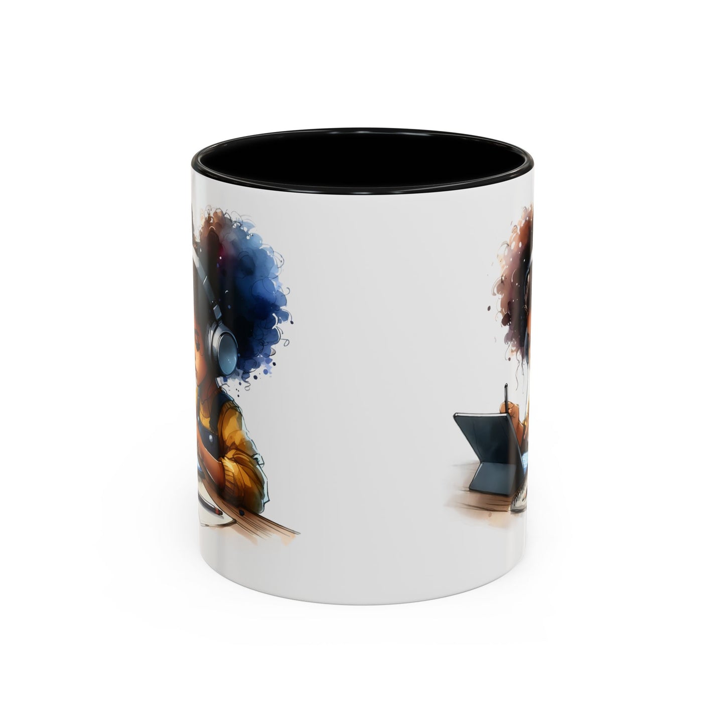 Vibrant Kid's Study Mug, Art Inspired Coffee Cup, Black Handle Tea Mug, Creative Gift for Students, Birthday Present