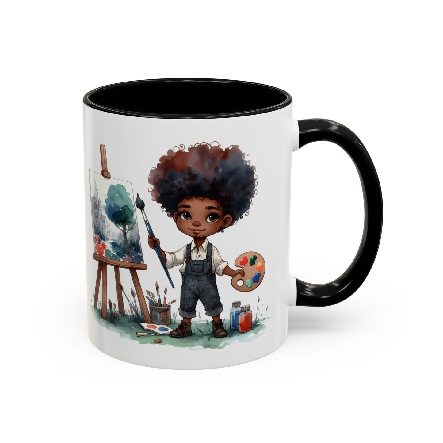 Creative Kid's Coffee Mug | Art Lover Gift | Black & White Accent Mug | Unique Art Design | Children's Art Decor | Fun Ceramic Cup
