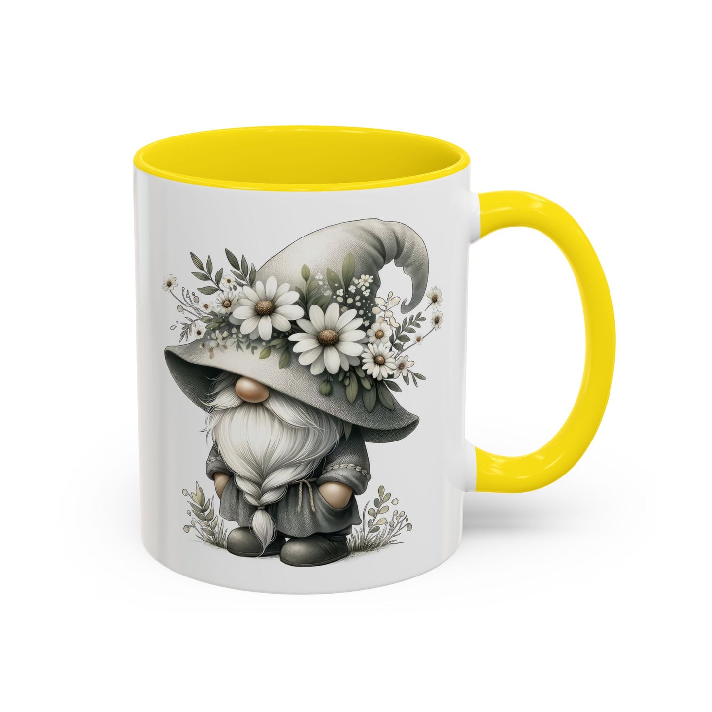 Whimsical Gnome Coffee Mug, Cute Floral Mug, Gift for Garden Lovers, Accent Mug for Coffee, Tea, and Hot Cocoa