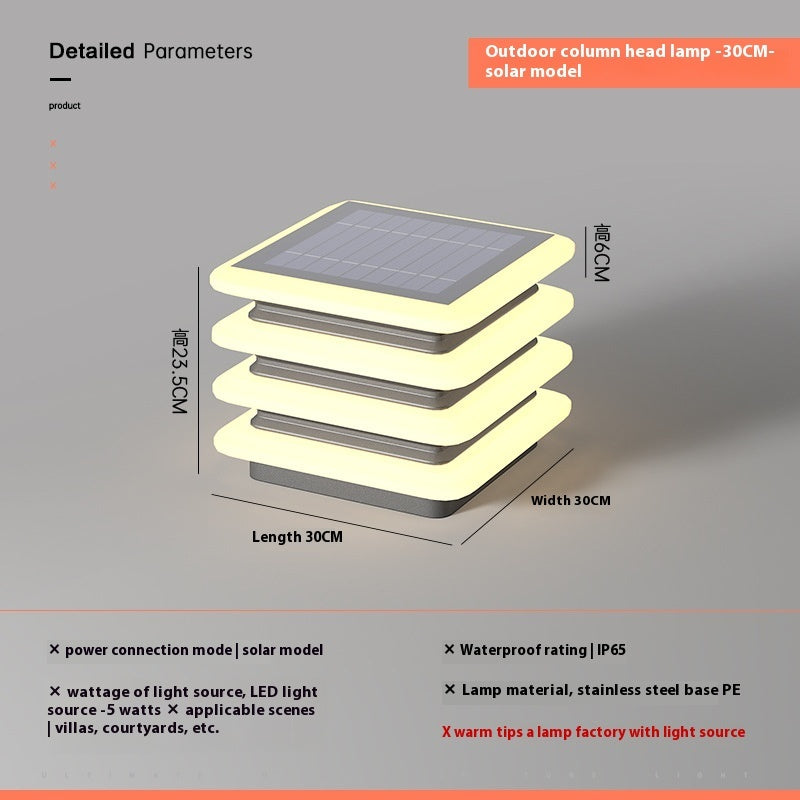 Solar Pillar Lamp Outdoor Waterproof Wall Lamp