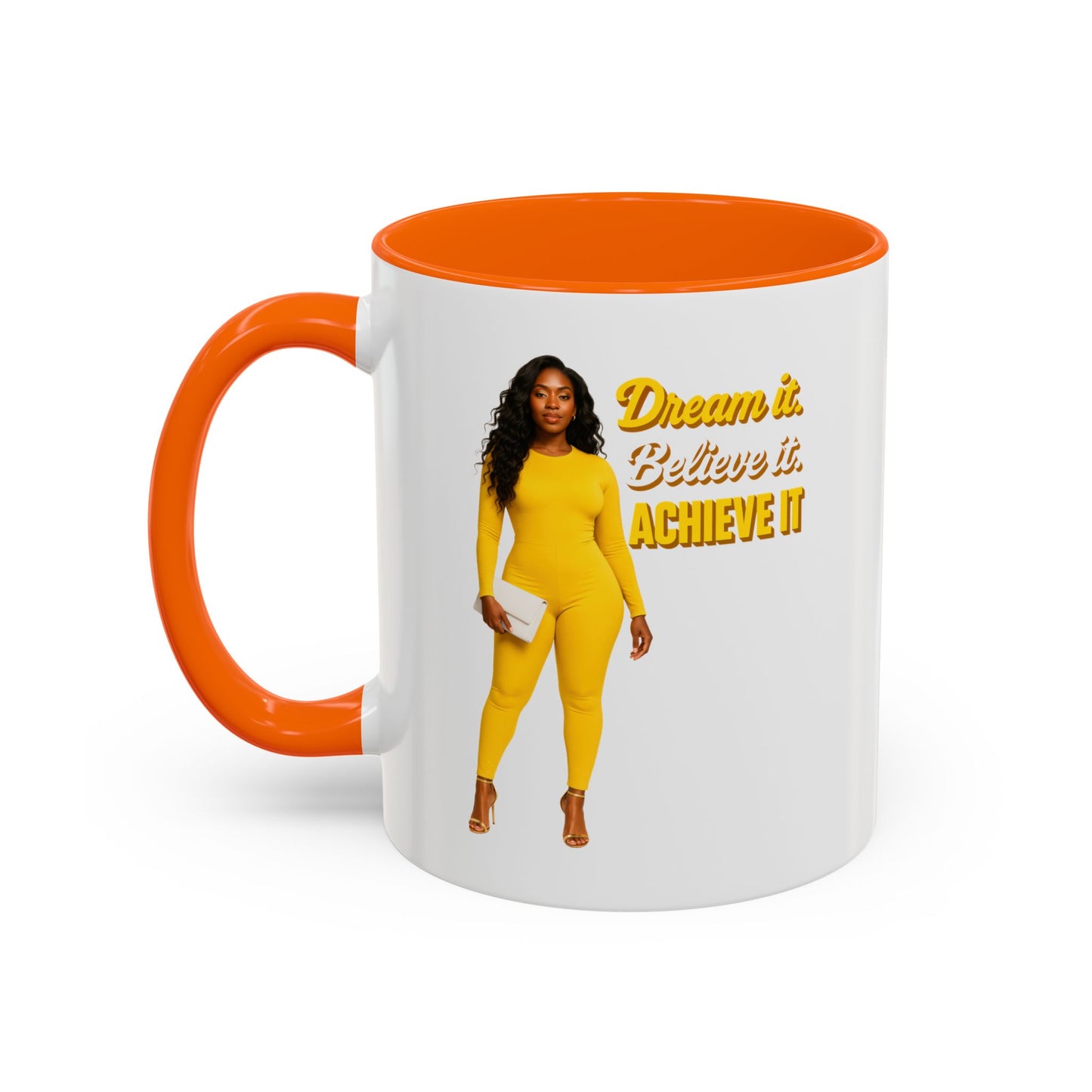 Inspiring Accent Coffee Mug - Dream It, Believe It, Achieve It, Motivational Gift, Coffee Lovers, Home Office Decor