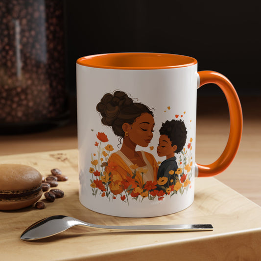 Warm Embrace Floral Coffee Mug - Perfect Gift for Moms, Mother's Day, Family Love, Cozy Mornings, Mom and Child Duo