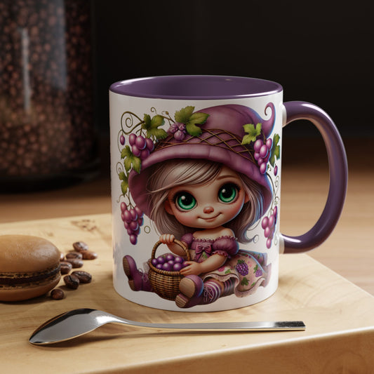 Whimsical Grape Girl Coffee Mug - Perfect for Wine Lovers and Gift Giving