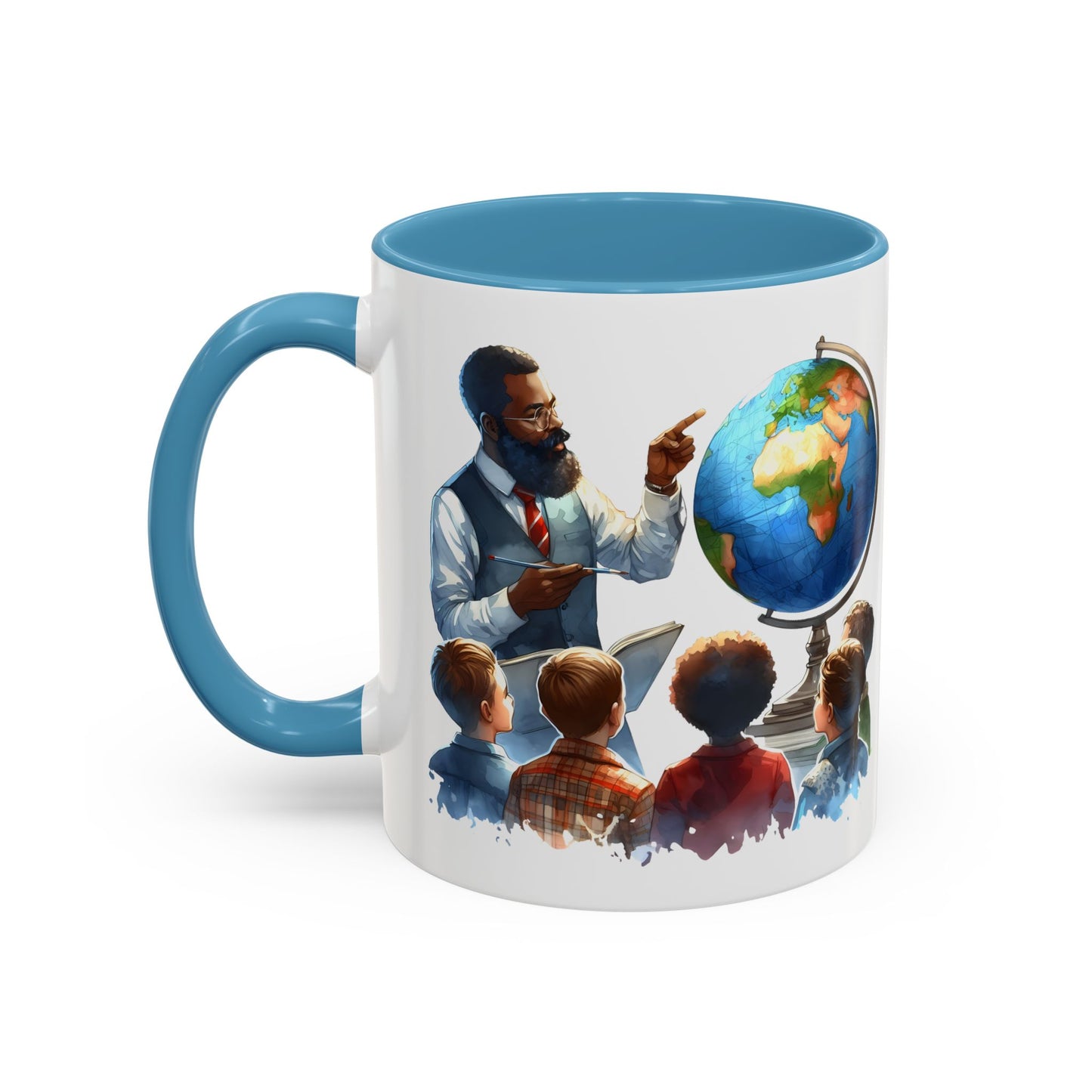 World Teacher Accent Coffee Mug - Inspiring Gift for Educators, Classroom Decor, Study Sessions, Teacher Appreciation, Travel Enthusiasts