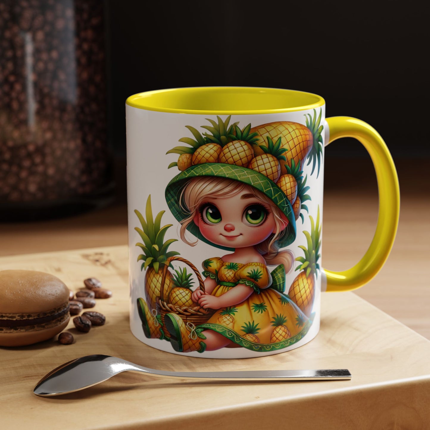 Pineapple Paradise Accent Coffee Mug - Cute Tropical Design, 11oz & 15oz