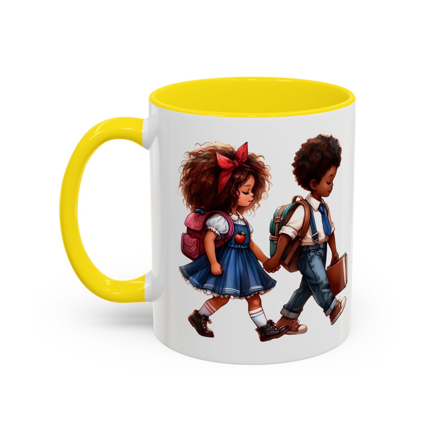 Cute Kids Walking Accent Coffee Mug | Back to School, Teacher Gift, Children's Art, Personalized Tea Cup, Unique Gift Idea
