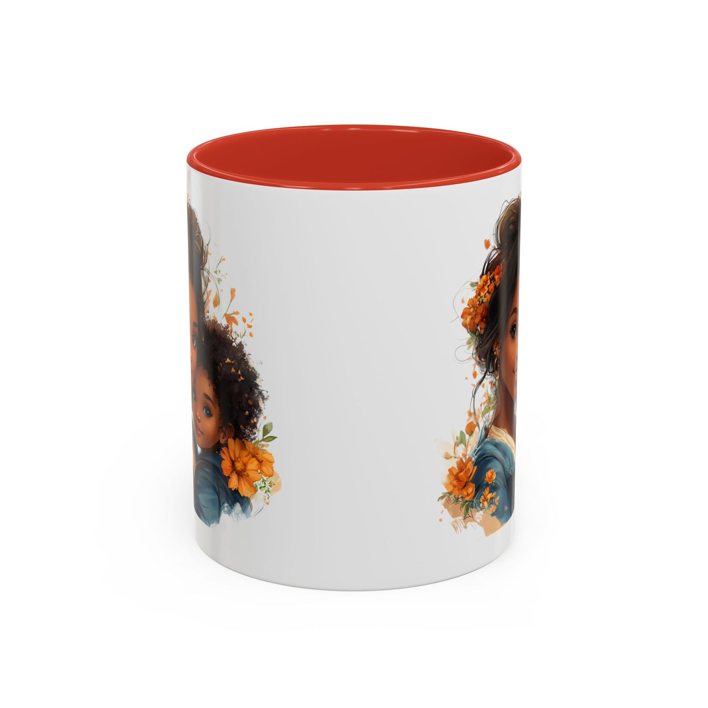 Embrace Love Accent Coffee Mug, Floral Mug, Motherhood Gift, Family Bonding, Personalized Drinkware