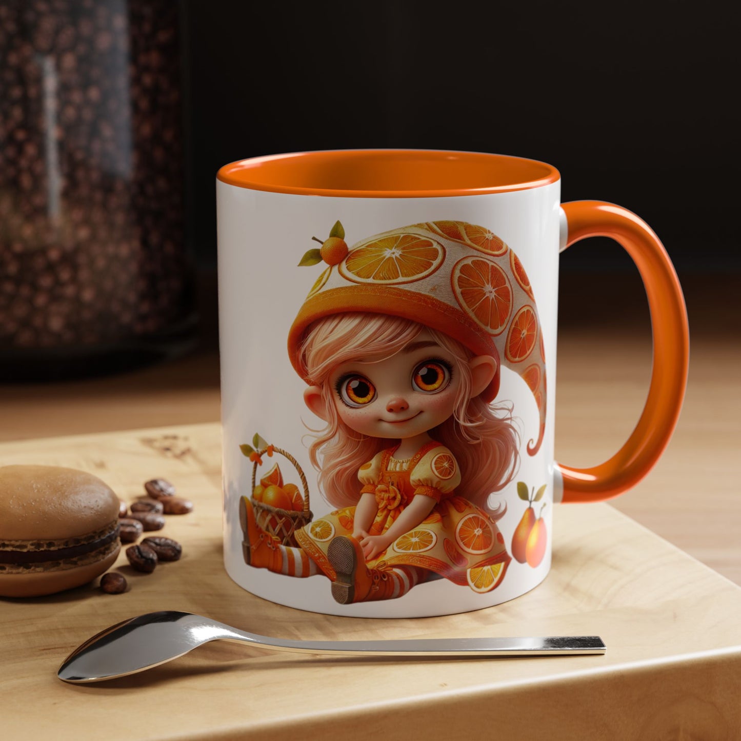 Whimsical Orange-Themed Coffee Mug, Cute Ceramic Cup for Fruit Lovers, Ideal Gift for Halloween, Birthdays, and Orange Enthusiasts