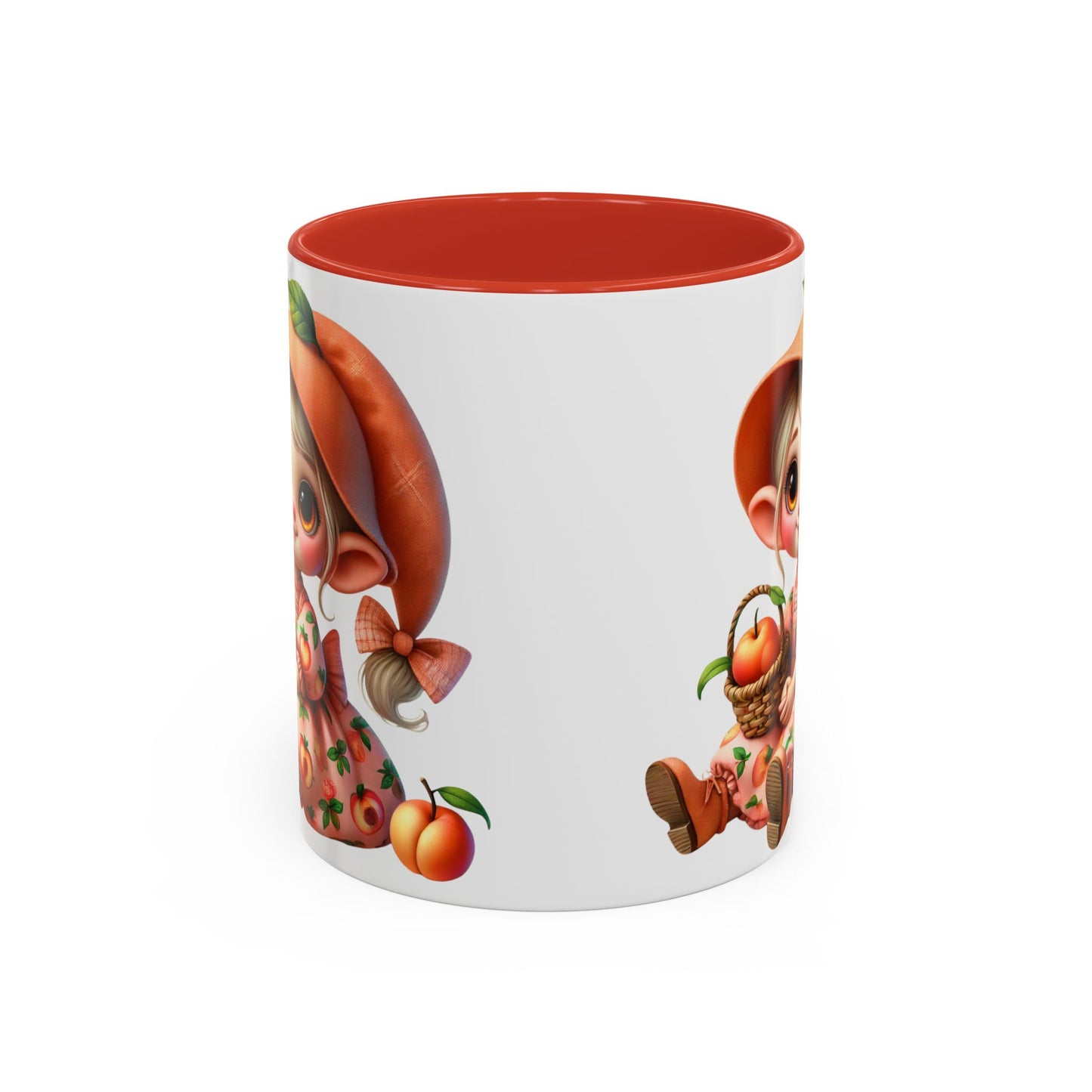 Cute Peach Character Accent Coffee Mug - 11 & 15oz