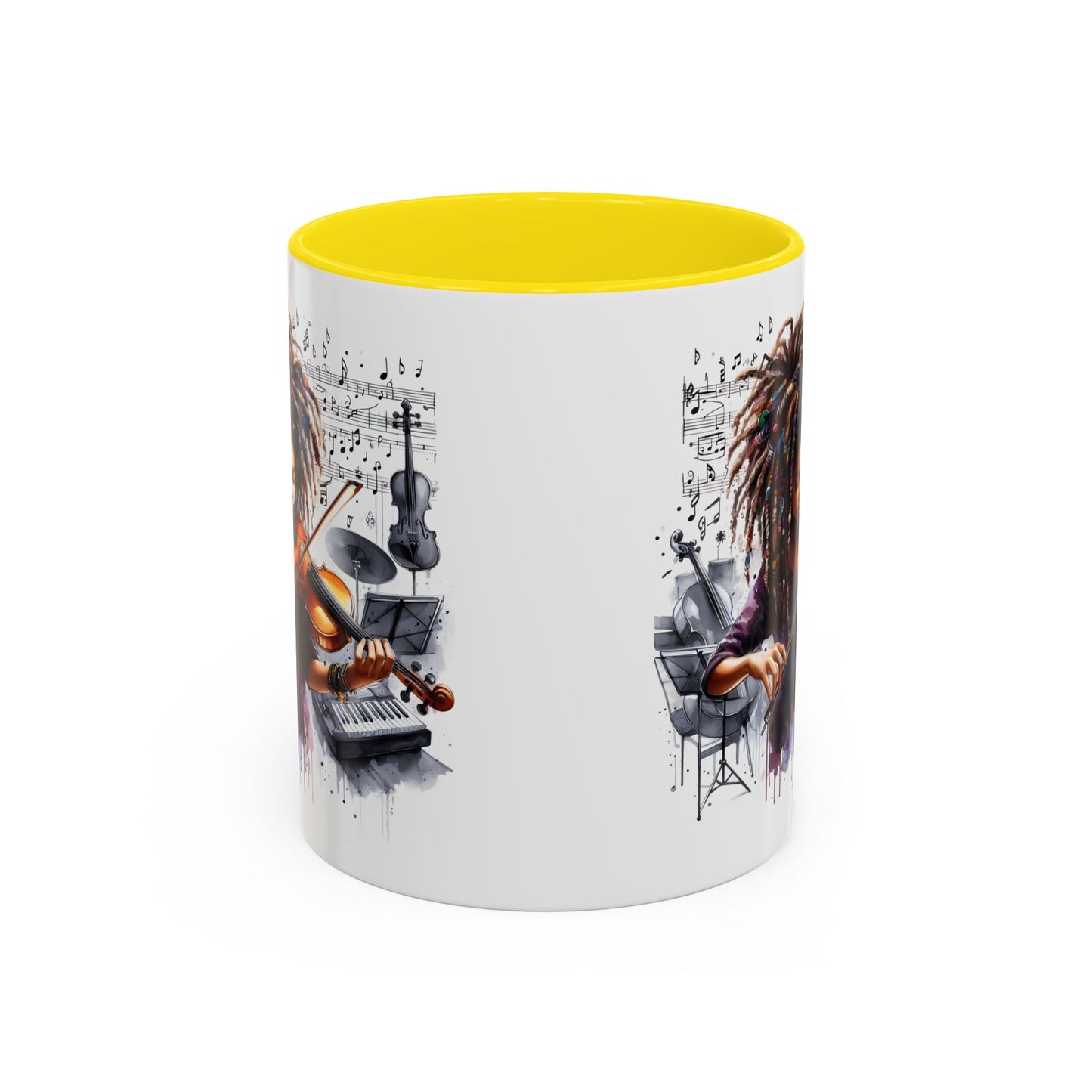 Musical Accent Coffee Mug, Music Lover Gift, Black and White Mug, Jazz Theme Mug, Artist Appreciation