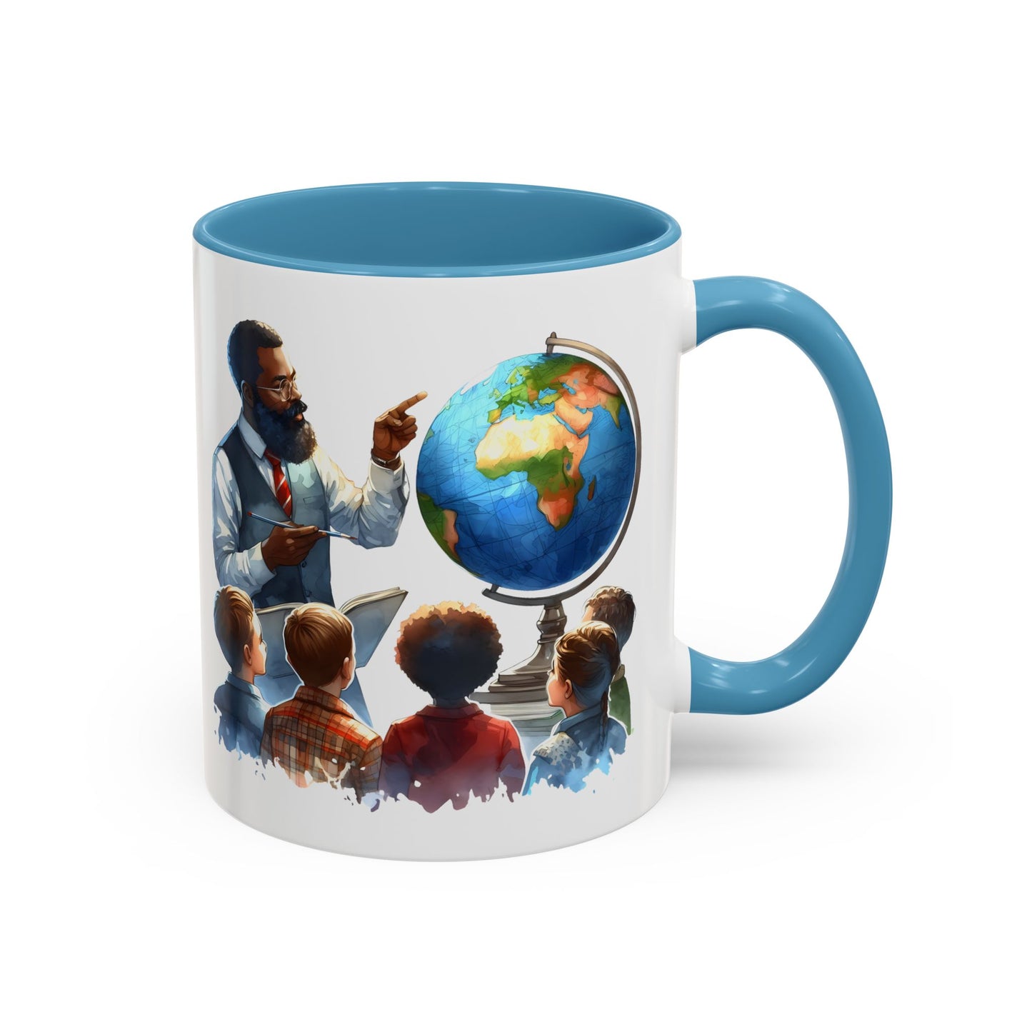 World Teacher Accent Coffee Mug - Inspiring Gift for Educators, Classroom Decor, Study Sessions, Teacher Appreciation, Travel Enthusiasts
