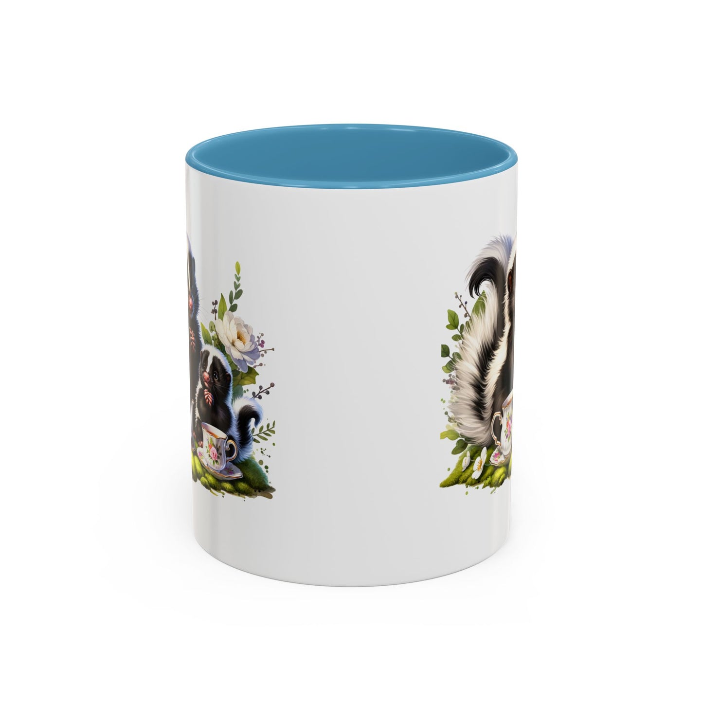 Whimsical Skunk Accent Coffee Mug - Cute Animal Art, Gift for Nature Lovers, Floral Design, Tea and Coffee Enthusiasts, Home Decor