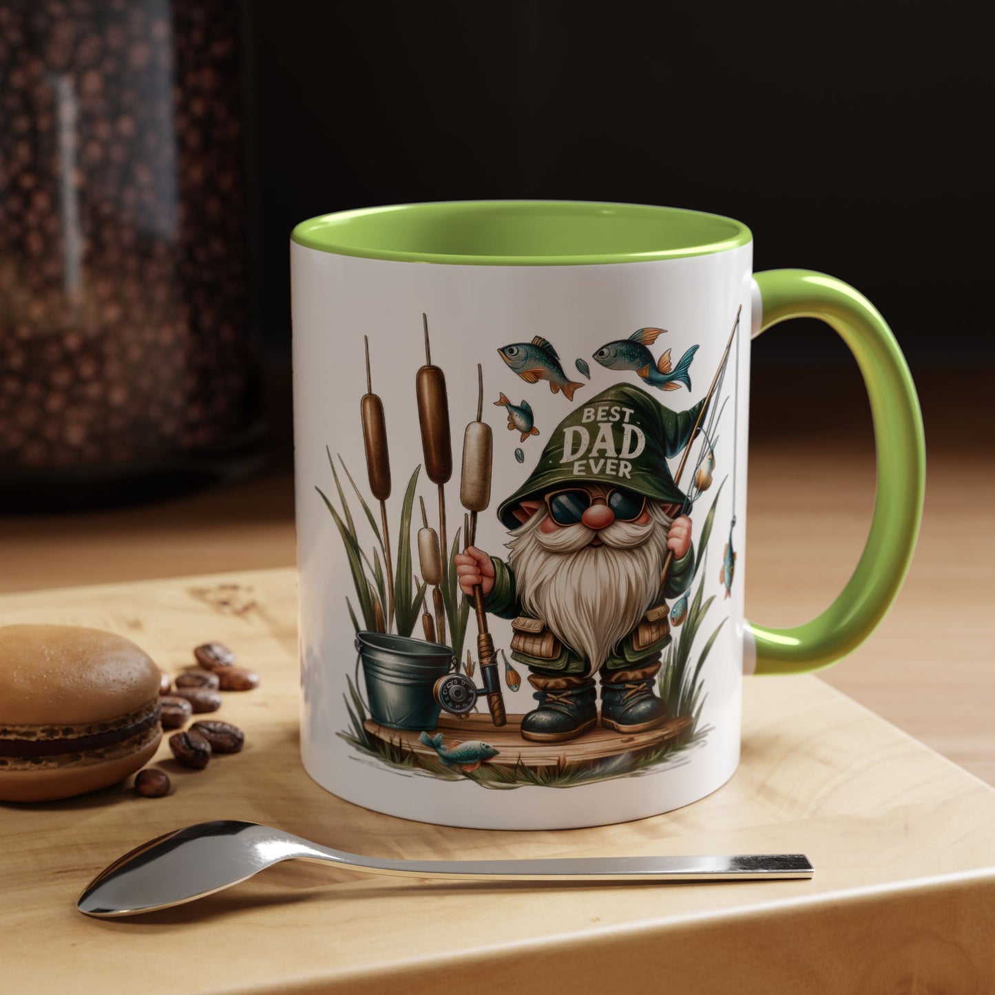 Fishing Gnome Coffee Mug, Best Dad Ever, Father's Day Gift, Dad's Mug, Gnome Decor, Outdoor Lover's Cup