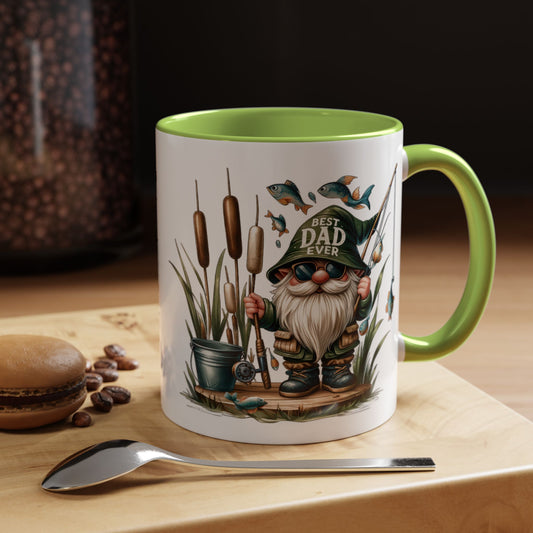 Fishing Gnome Coffee Mug, Best Dad Ever, Father's Day Gift, Dad's Mug, Gnome Decor, Outdoor Lover's Cup