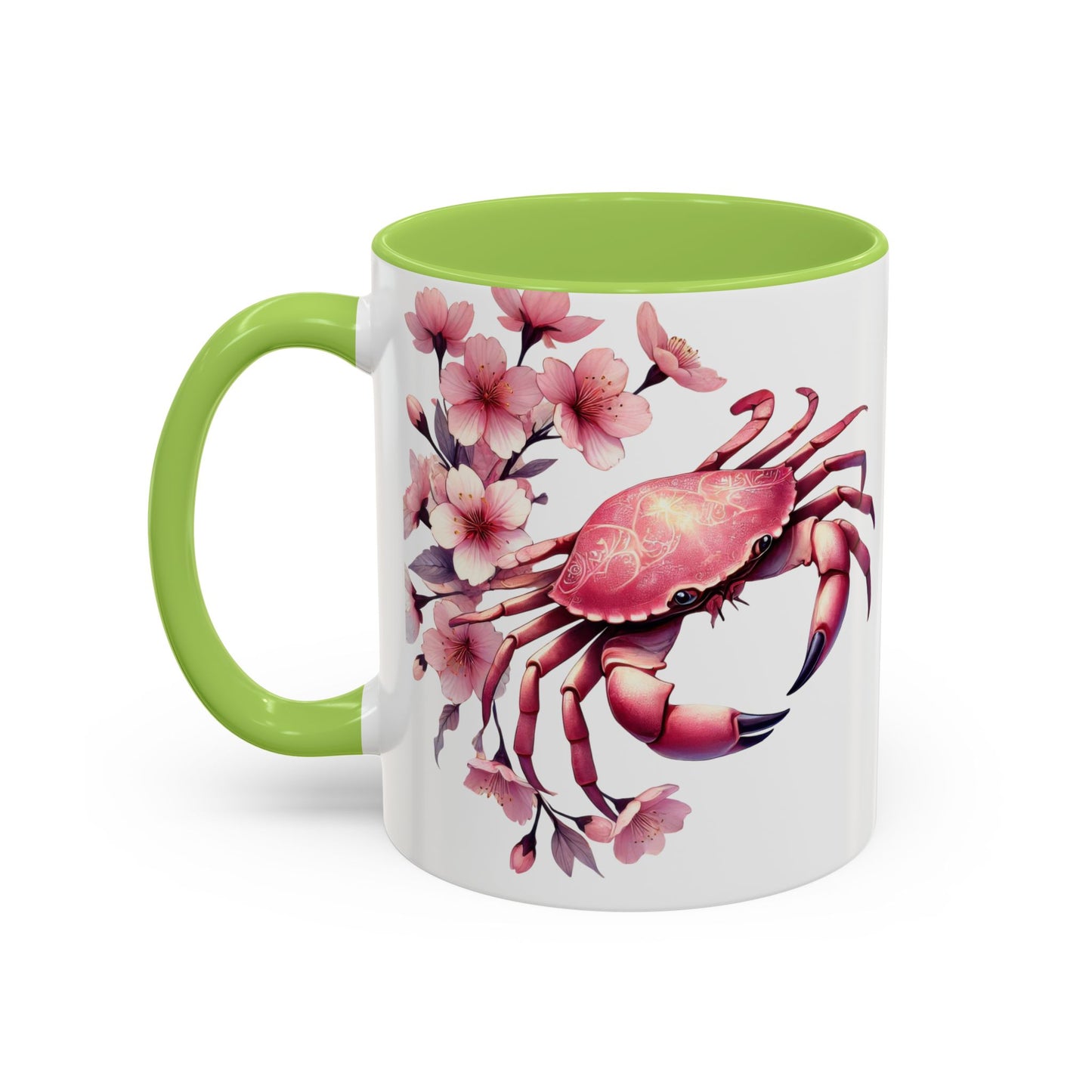 Artistic Crab & Cherry Blossom Mug - 11 & 15oz Accent Coffee Cup