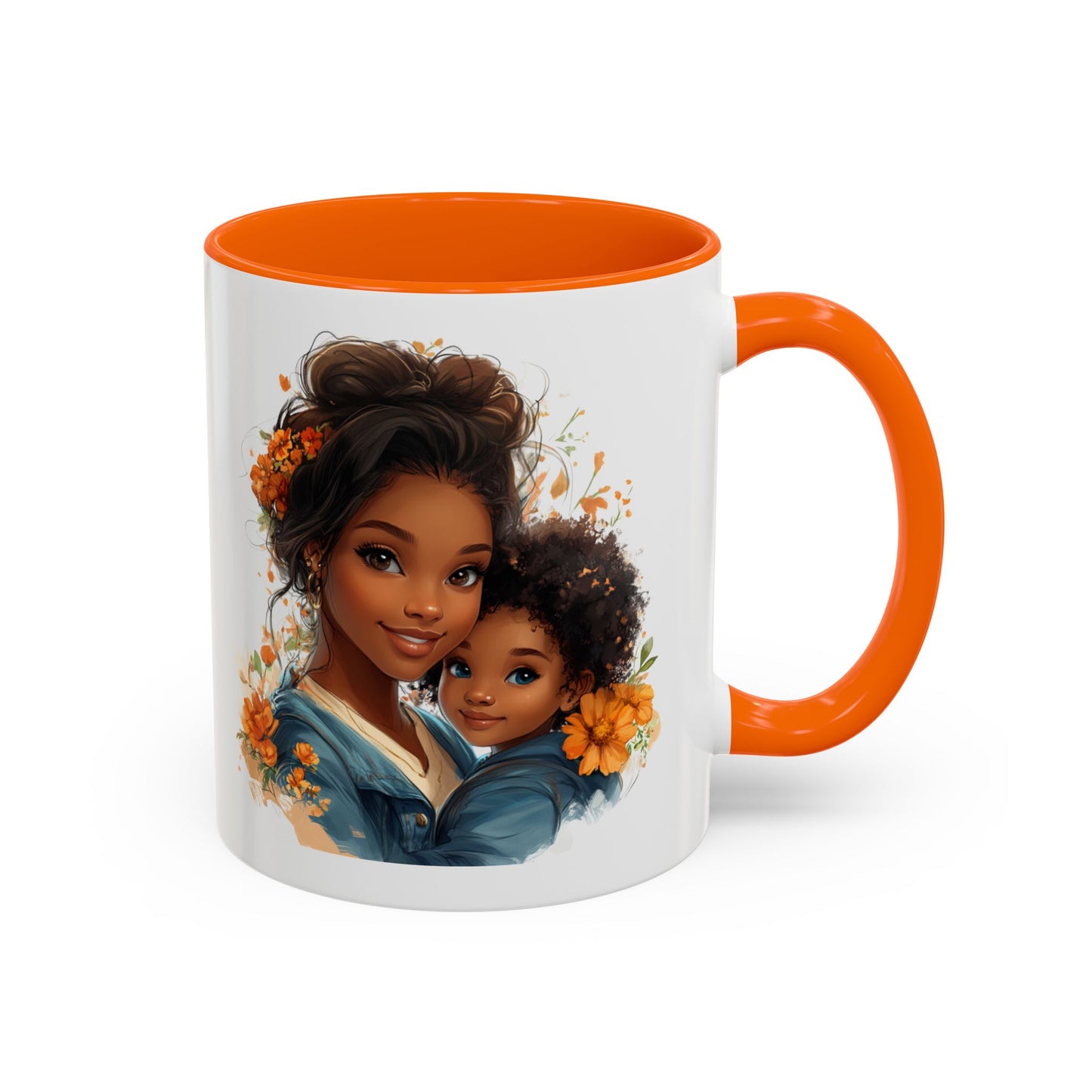 Embrace Love Accent Coffee Mug, Floral Mug, Motherhood Gift, Family Bonding, Personalized Drinkware