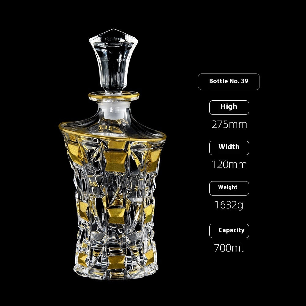 Gold Drawing Line Foreign Wine Bottle Crystal Glass Creative Whiskey Bottle