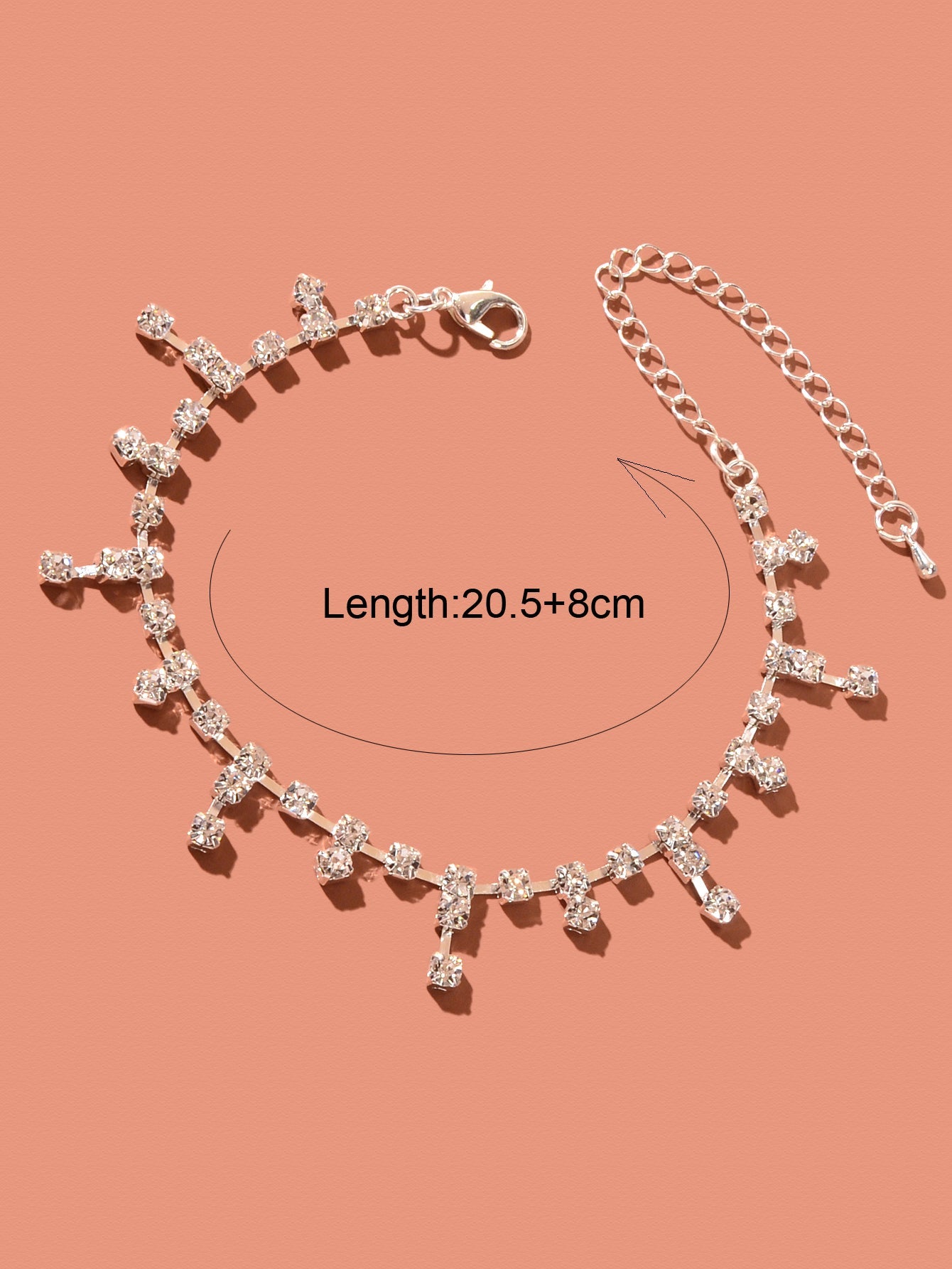 Luxurious Rhinestone Decor Silver Tassel Anklet Women Wedding Party Foot Jewelry-3