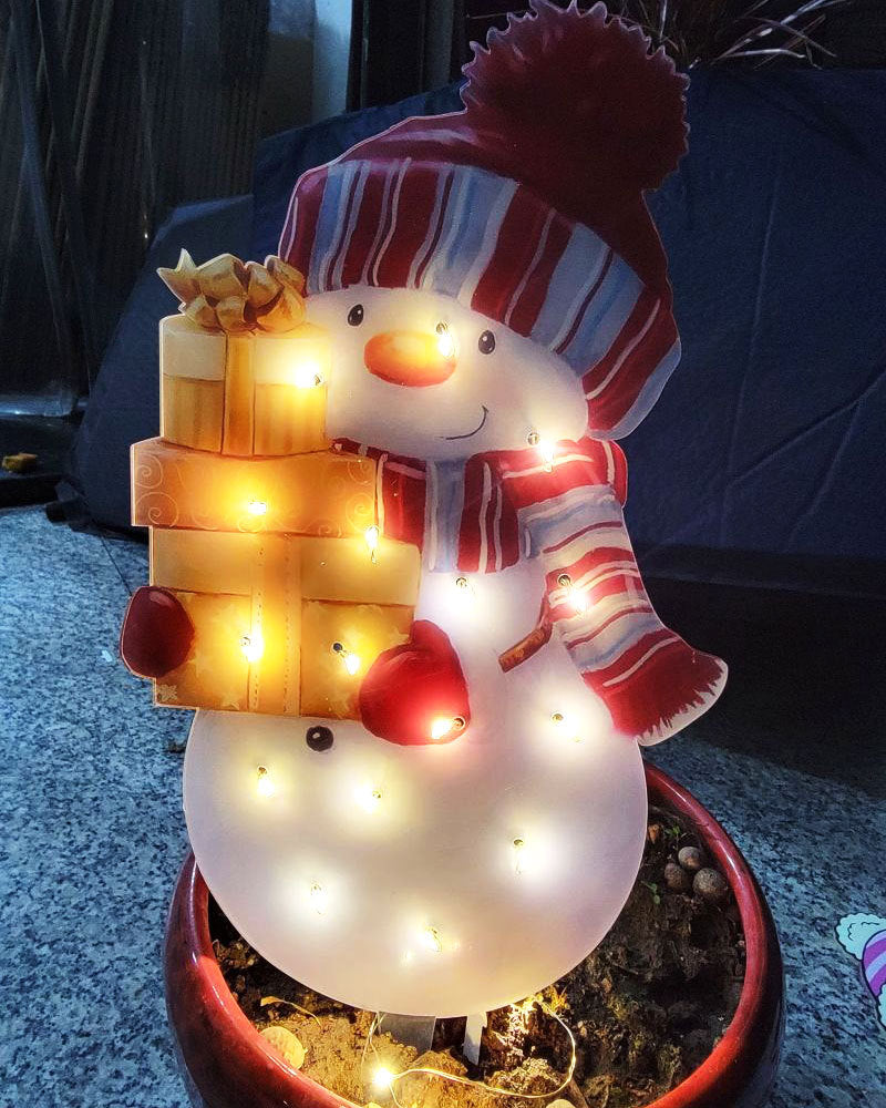 Christmas Scene Decoration With LED Lights Christmas Snowman Ornaments