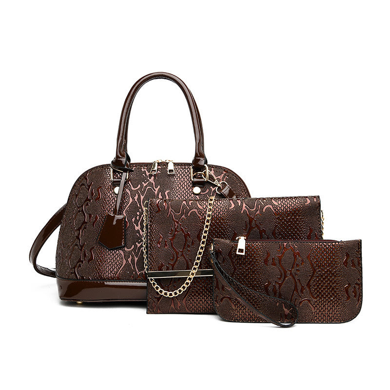 Three-piece Handbag Set Embossed Shoulder