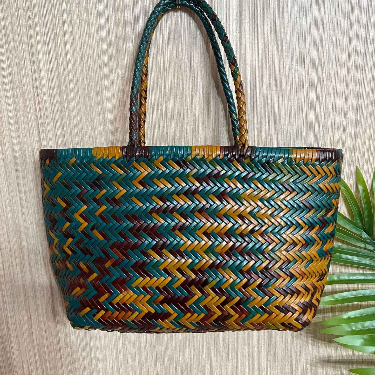 Woven Genuine Leather French Vegetable Basket Bag