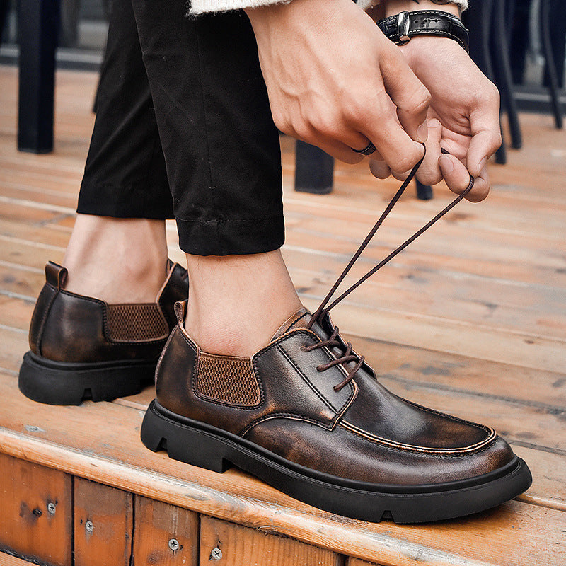 British Style Fashion Trend Round Toe Low-top Men's Shoes