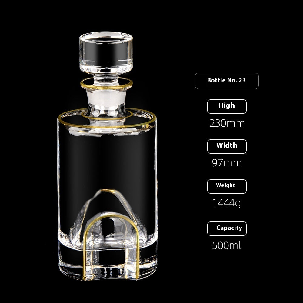Gold Drawing Line Foreign Wine Bottle Crystal Glass Creative Whiskey Bottle