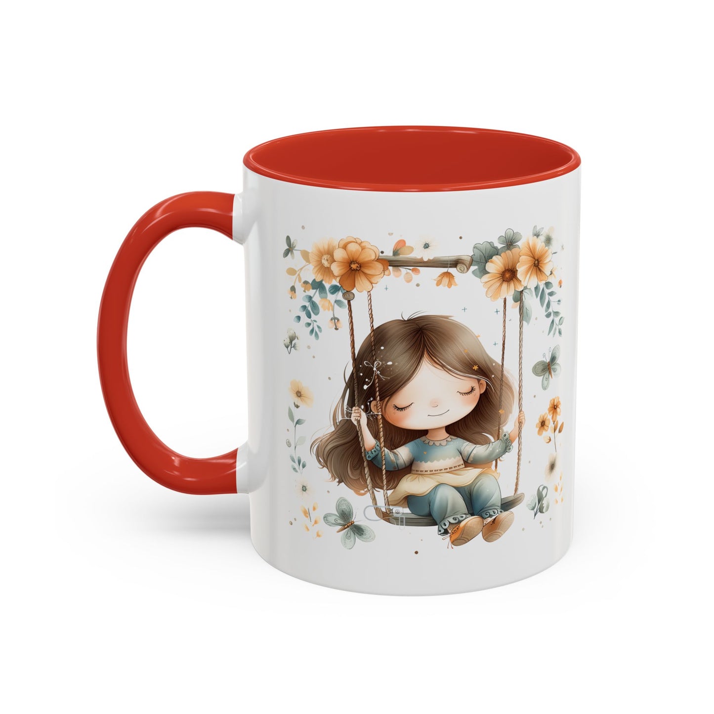 Whimsical Floral Swing Accent Coffee Mug, Cute Gift for Tea Lovers, Cozy Home Decor, Ideal for Birthdays, Mother’s Day, Girlfriend Gift