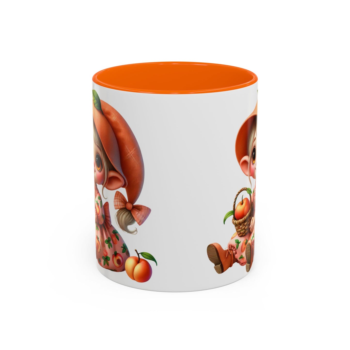 Cute Peach Character Accent Coffee Mug - 11 & 15oz
