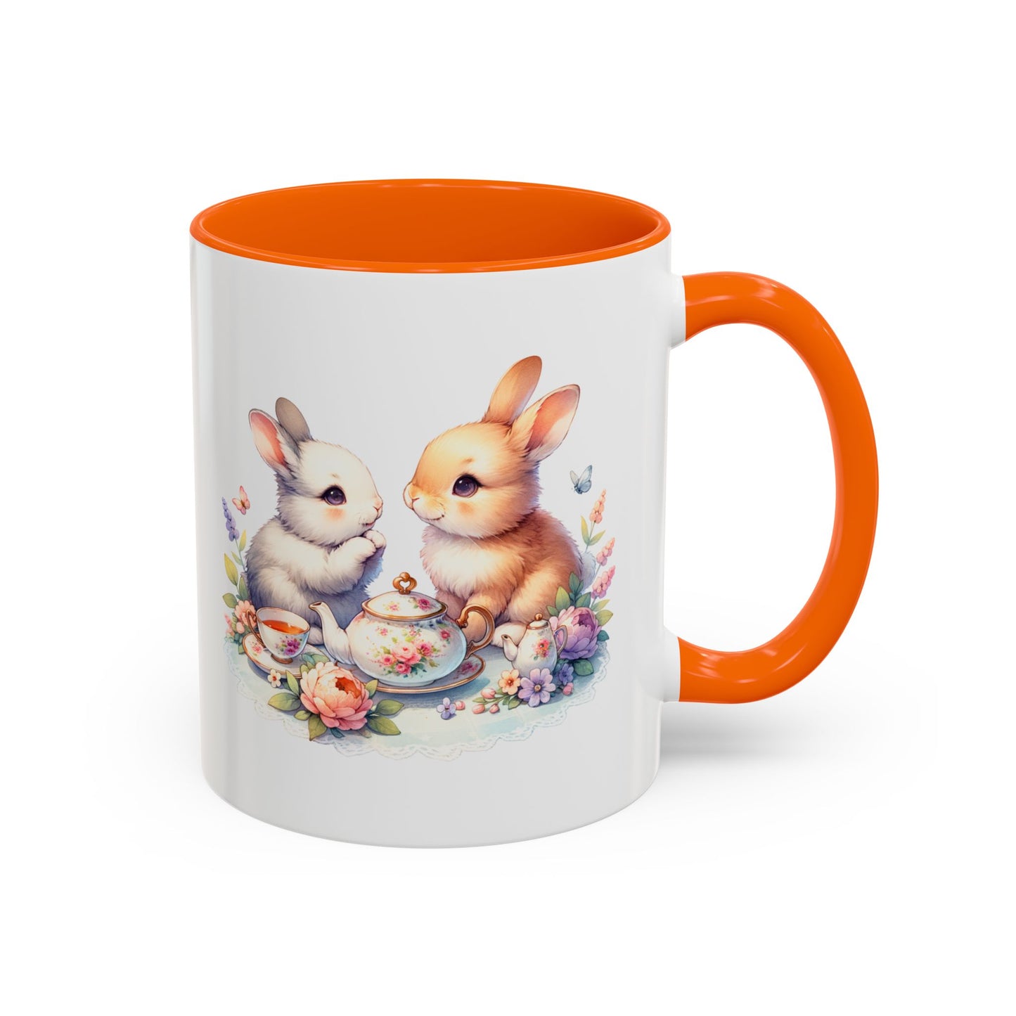 Whimsical Bunny Coffee Mug, Cute Bunny Mug for Spring, Easter Gift, Floral Rabbit Mug, Fun Coffee Cup