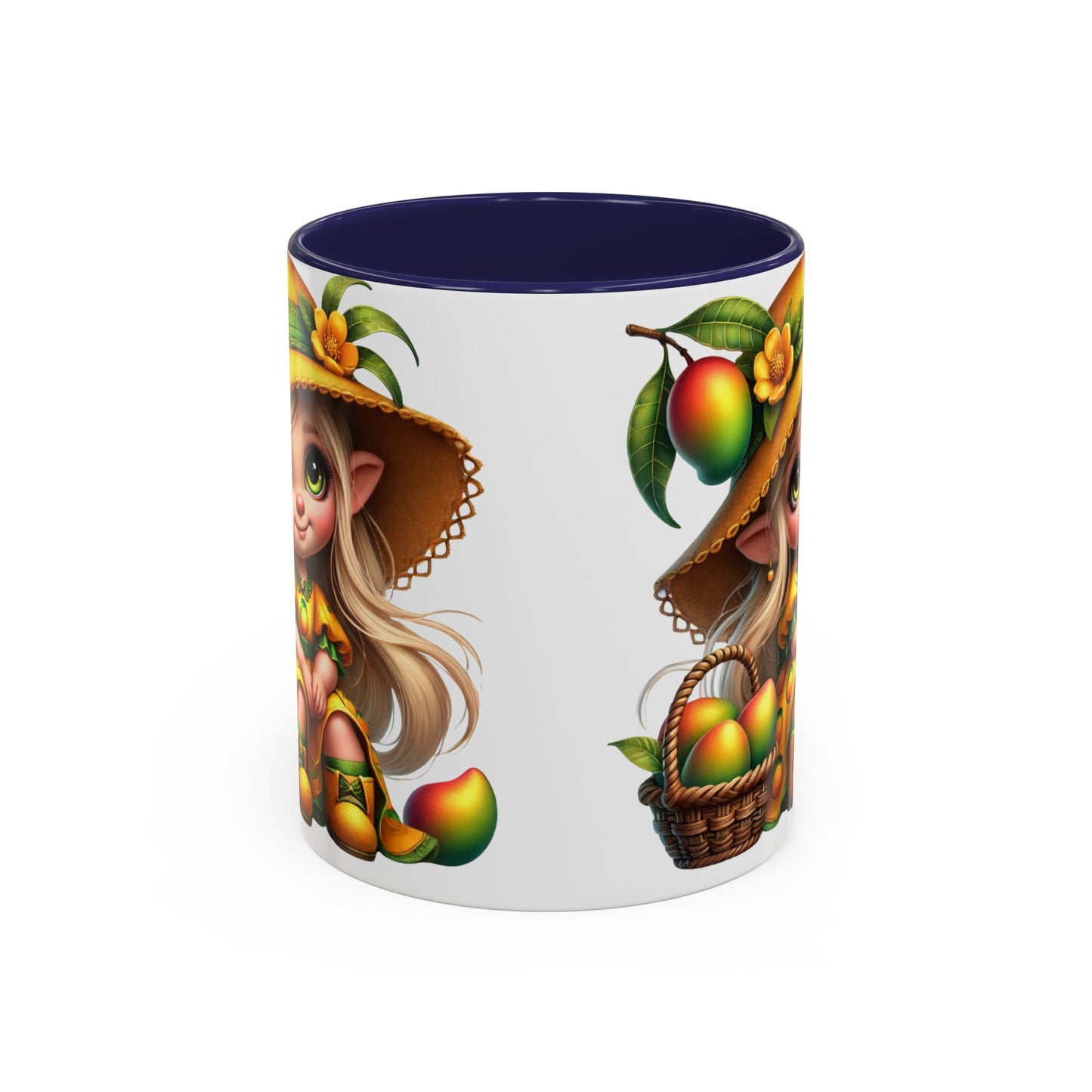 Whimsical Mango Fairy Coffee Mug - Cute Illustrative Design for Fruit Lovers